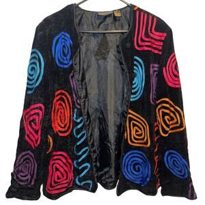 Vintage 80s Allure Abstract Print Unique Buttons Cardigan Sweater M